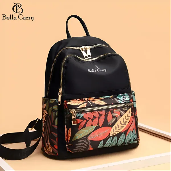 Black_Polyurethane_Zipper_Canvas_Backpack_With_Laptop_Compartment_For_Girls
