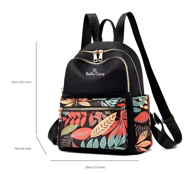 Black_Polyurethane_Zipper_Canvas_Backpack_With_Laptop_Compartment_For_Girls