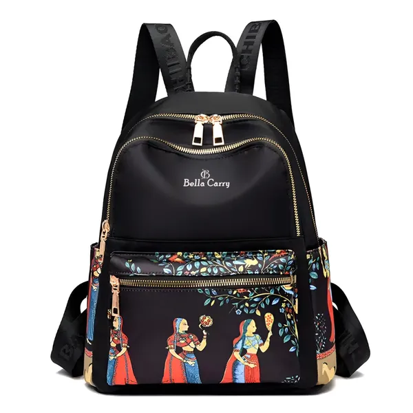 Black_Polyurethane_Zipper_Canvas_School_Backpack_For_Girls