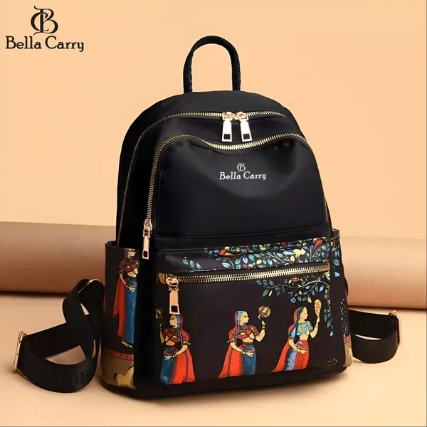 Black_Polyurethane_Zipper_Canvas_School_Backpack_For_Girls