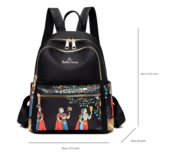 Black_Polyurethane_Zipper_Canvas_School_Backpack_For_Girls