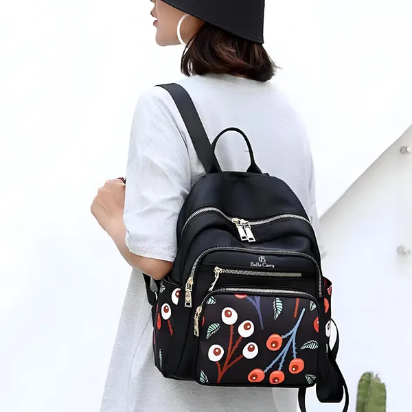 Black_Polyurethane_Zipper_Convertible_Messenger_Backpack_For_Girls