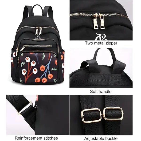 Black_Polyurethane_Zipper_Convertible_Messenger_Backpack_For_Girls