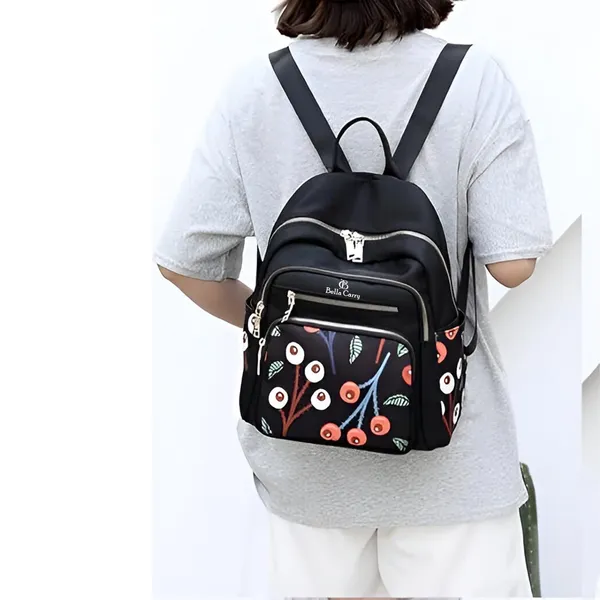 Black_Polyurethane_Zipper_Convertible_Messenger_Backpack_For_Girls