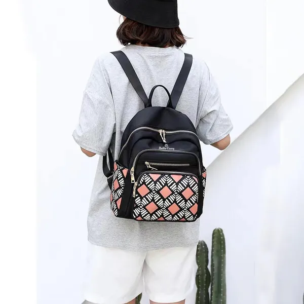 Black_Polyurethane_Zipper_Messenger_Backpack_For_Girls