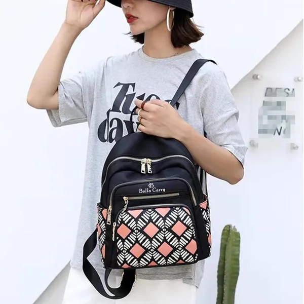 Black_Polyurethane_Zipper_Messenger_Backpack_For_Girls