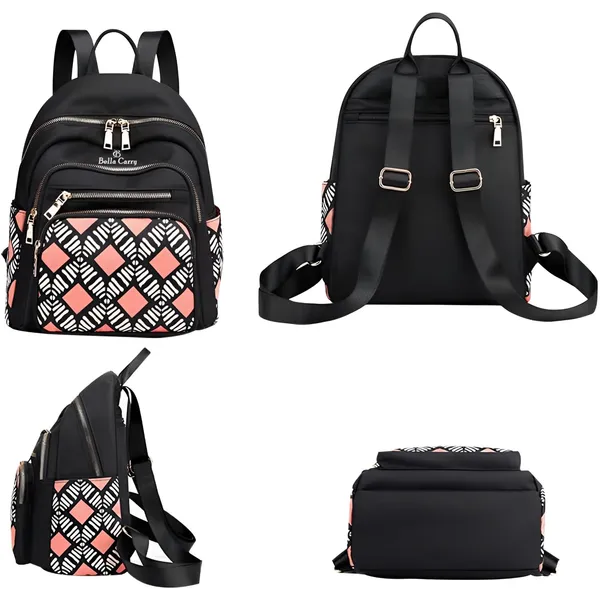Black_Polyurethane_Zipper_Messenger_Backpack_For_Girls