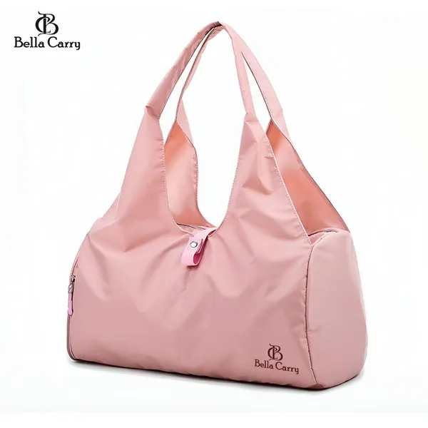 Pink_Polyurethane_Zipper_Hand-Carry_Duffle_Bag_For_Girls