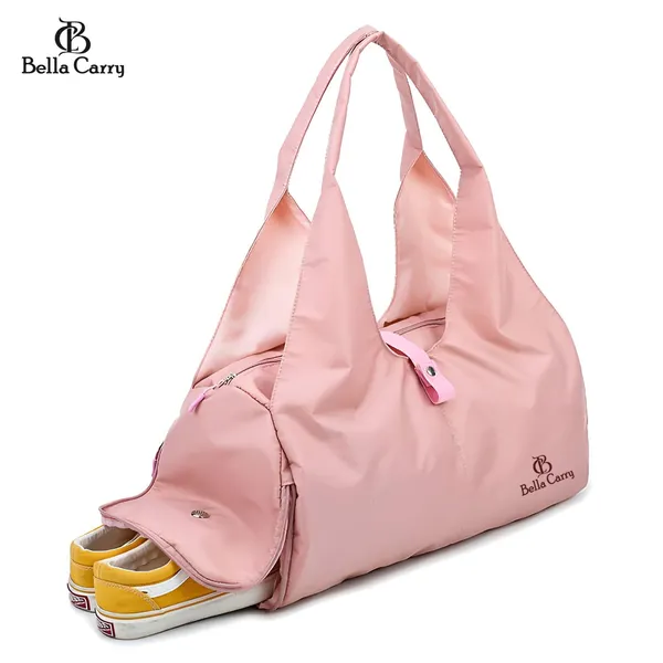 Pink_Polyurethane_Zipper_Hand-Carry_Duffle_Bag_For_Girls