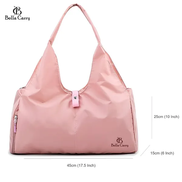 Pink_Polyurethane_Zipper_Hand-Carry_Duffle_Bag_For_Girls