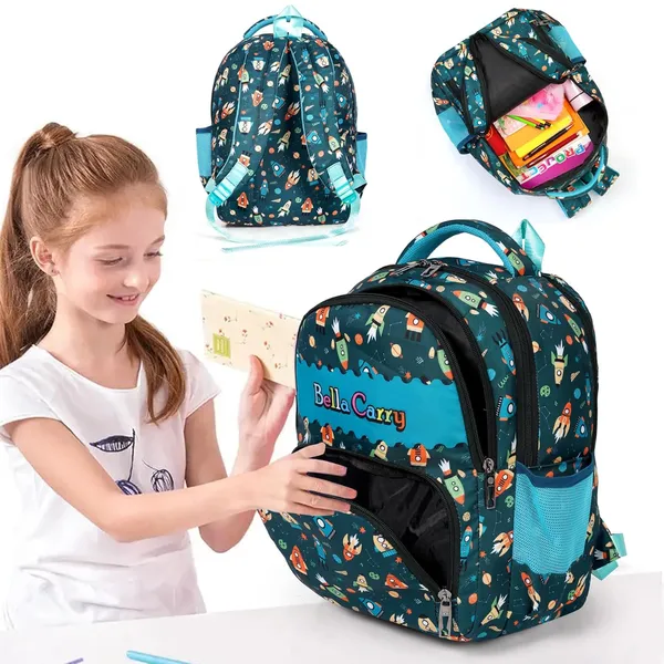 Dark_Blue_Polyurethane_Zipper_School_Backpack_For_Girls