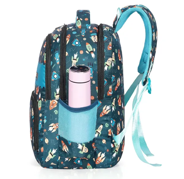 Dark_Blue_Polyurethane_Zipper_School_Backpack_For_Girls
