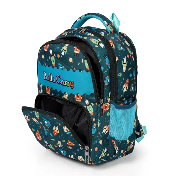 Dark_Blue_Polyurethane_Zipper_School_Backpack_For_Girls