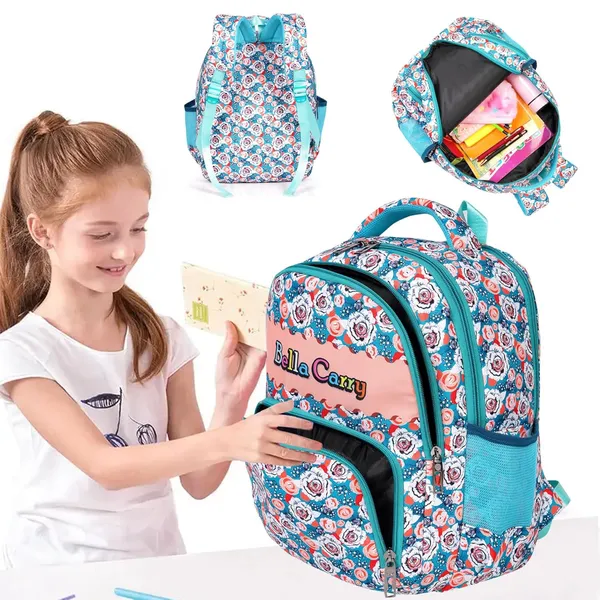 Blue_Polyurethane_Zipper_School_Backpack_For_Girls