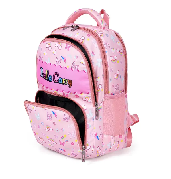 Pink_Polyurethane_Zipper_School_Backpack_For_Girls