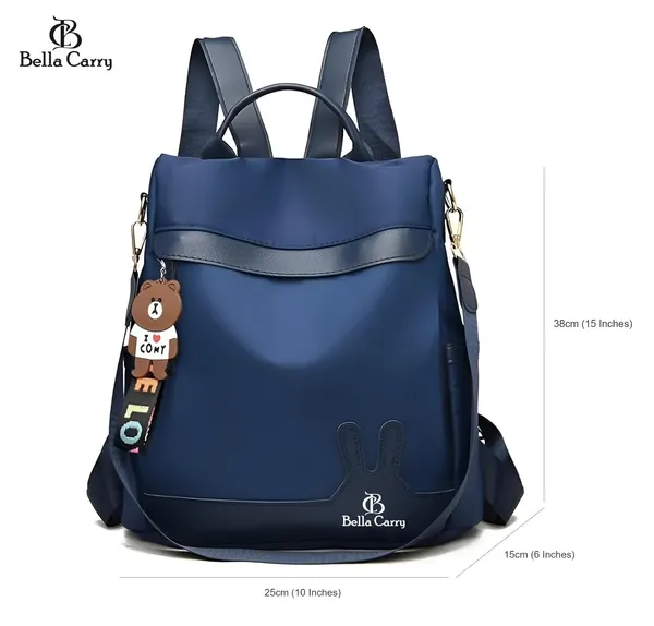 Blue_Polyurethane_Zipper_Oxford_Cloth_Backpack_For_Girls