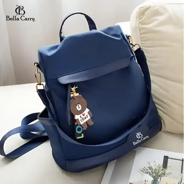 Blue_Polyurethane_Zipper_Oxford_Cloth_Backpack_For_Girls