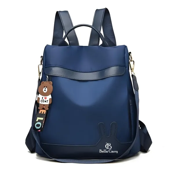 Blue_Polyurethane_Zipper_Oxford_Cloth_Backpack_For_Girls