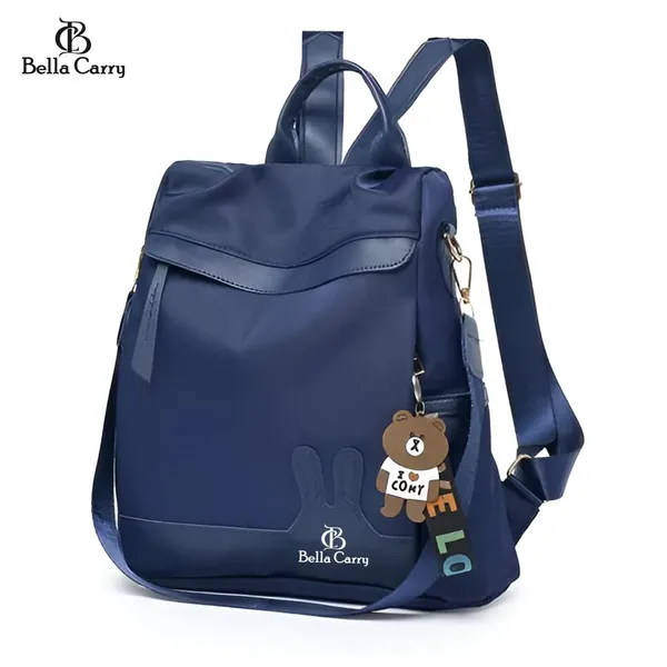 Blue_Polyurethane_Zipper_Oxford_Cloth_Backpack_For_Girls