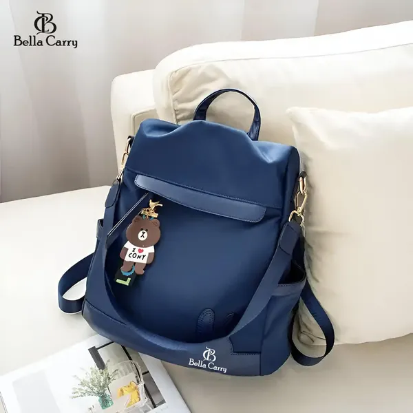 Blue_Polyurethane_Zipper_Oxford_Cloth_Backpack_For_Girls
