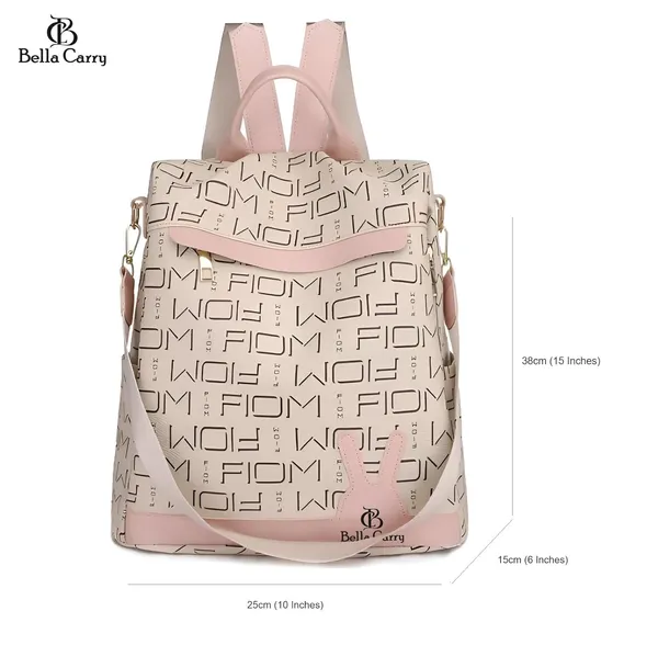 Cream_Polyurethane_Zipper_Oxford_Backpack_For_Girls