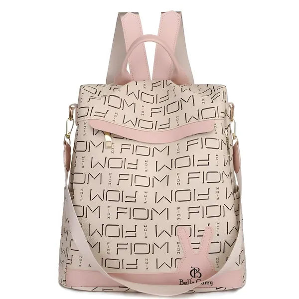 Cream_Polyurethane_Zipper_Oxford_Backpack_For_Girls