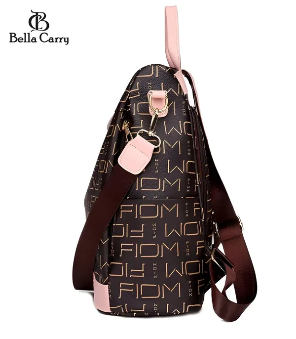Dark_Brown_Polyurethane_Zipper_Oxford_Backpack_For_Girls
