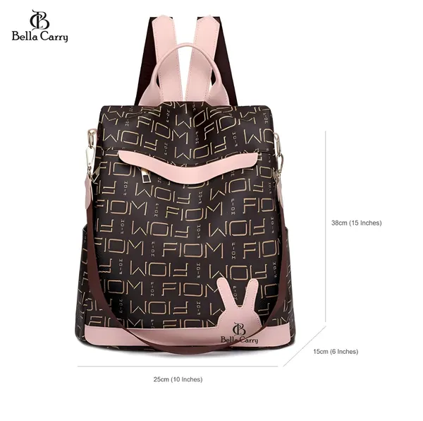Dark_Brown_Polyurethane_Zipper_Oxford_Backpack_For_Girls