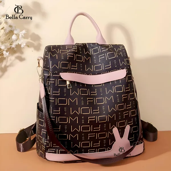 Dark_Brown_Polyurethane_Zipper_Oxford_Backpack_For_Girls