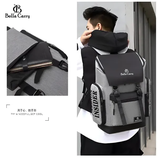 Grey_Polyurethane_Zipper_Laptop_Backpack_For_Girls