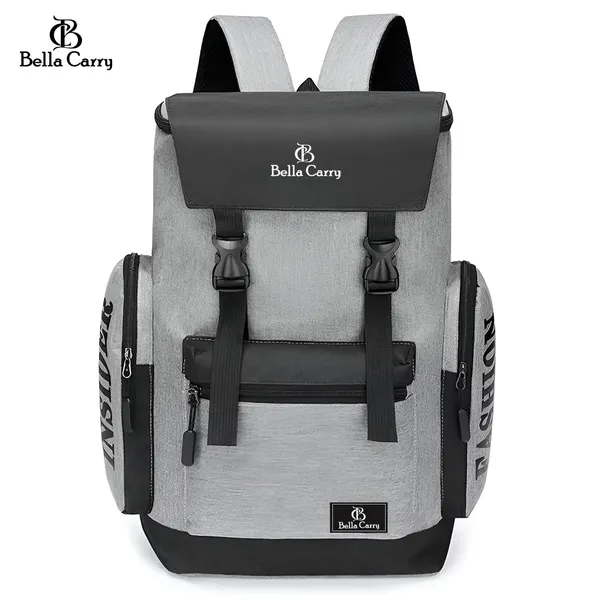 Grey_Polyurethane_Zipper_Laptop_Backpack_For_Girls