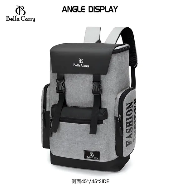 Grey_Polyurethane_Zipper_Laptop_Backpack_For_Girls