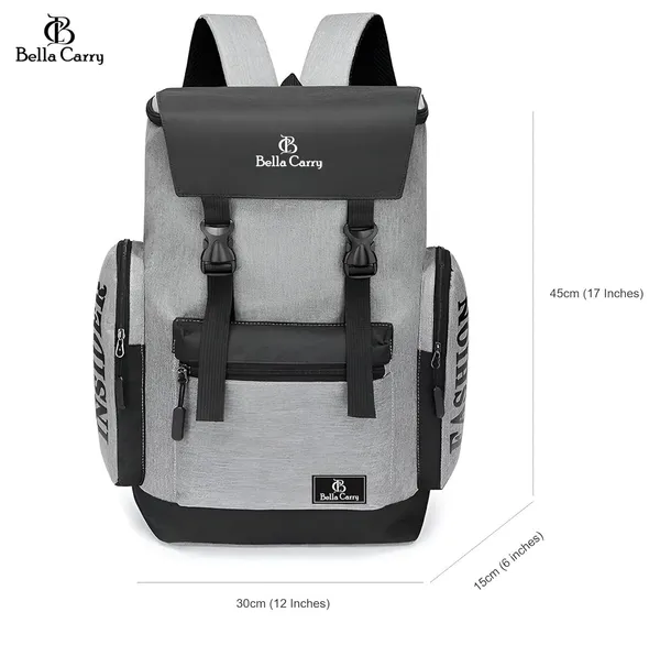 Grey_Polyurethane_Zipper_Laptop_Backpack_For_Girls