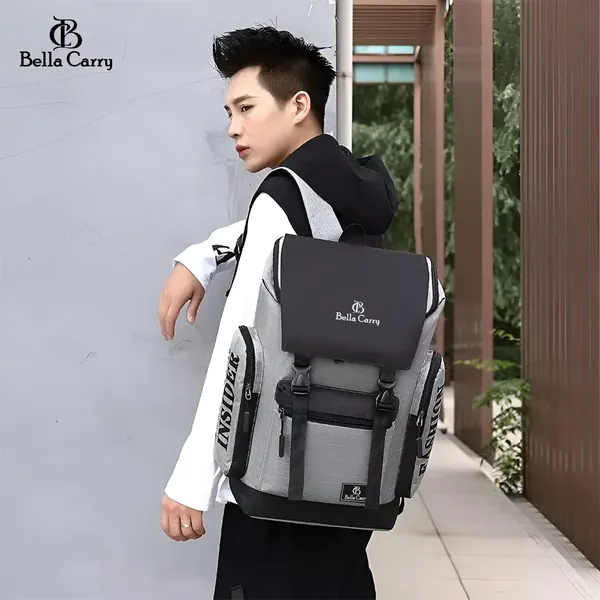 Grey_Polyurethane_Zipper_Laptop_Backpack_For_Girls