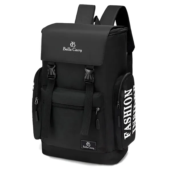 Black_Polyurethane_Zipper_Laptop_Backpack_For_Girls