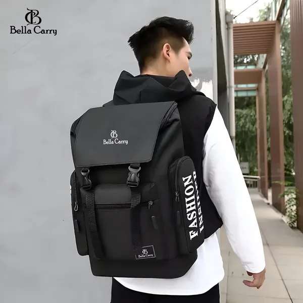 Black_Polyurethane_Zipper_Laptop_Backpack_For_Girls
