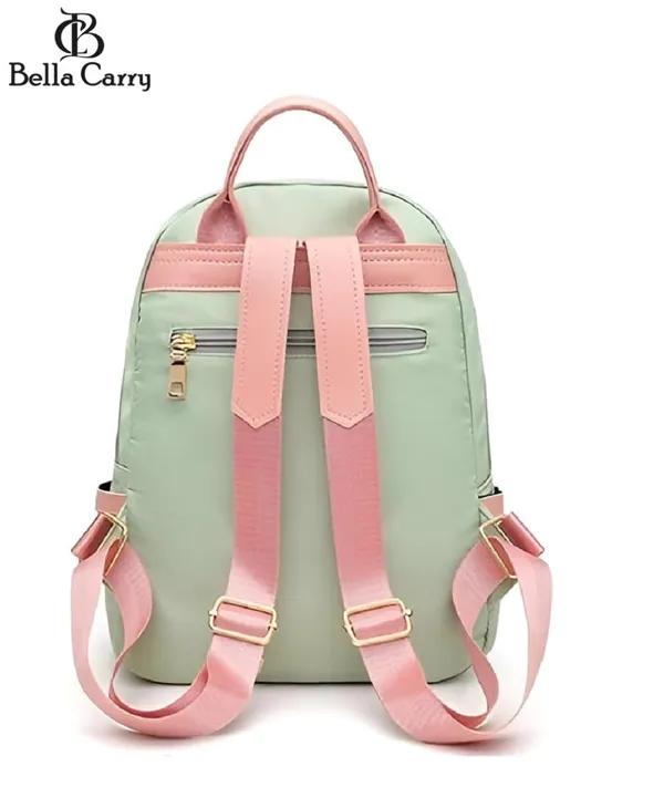 Green_Polyurethane_Zipper_Shoulder_Backpack_For_Girls