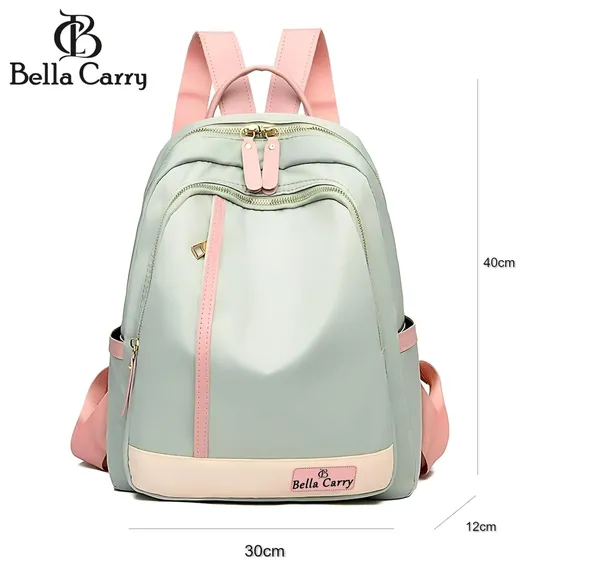 Green_Polyurethane_Zipper_Shoulder_Backpack_For_Girls