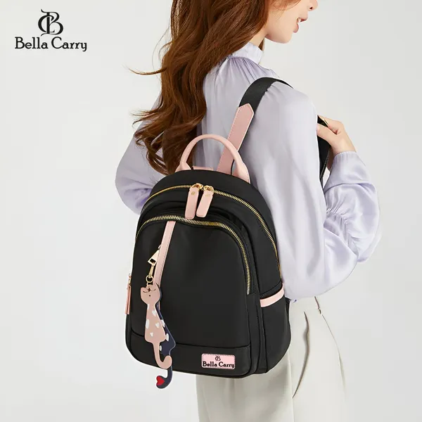 Black_Polyurethane_Zipper_Shoulder_Backpack_For_Girls