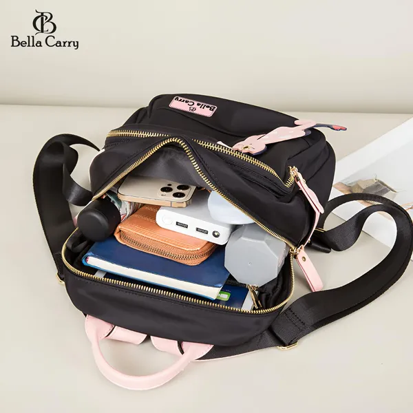 Black_Polyurethane_Zipper_Shoulder_Backpack_For_Girls