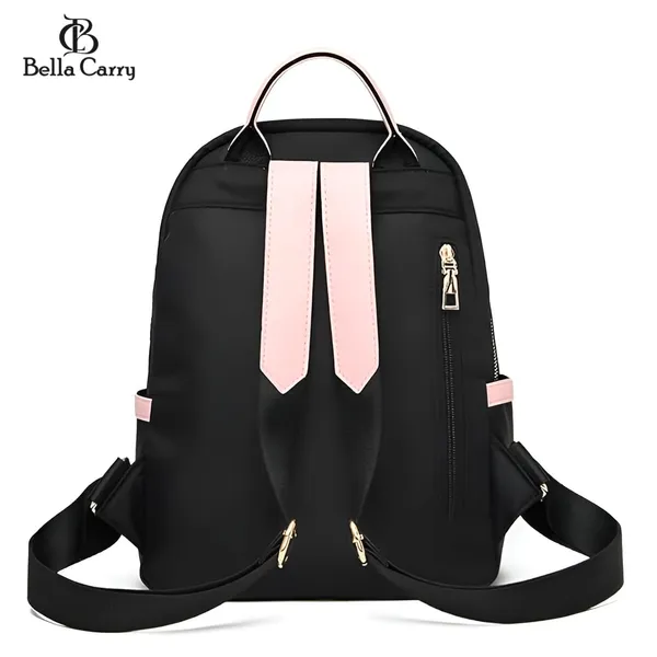 Black_Polyurethane_Zipper_Shoulder_Backpack_For_Girls
