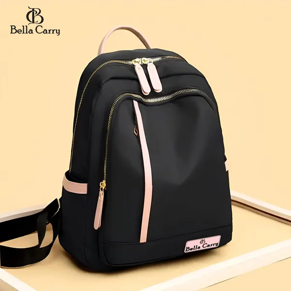 Black_Polyurethane_Zipper_Shoulder_Backpack_For_Girls