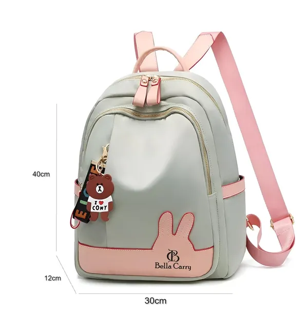 Green_Polyurethane_Zipper_Convertible_Shoulder_Backpack_For_Girls