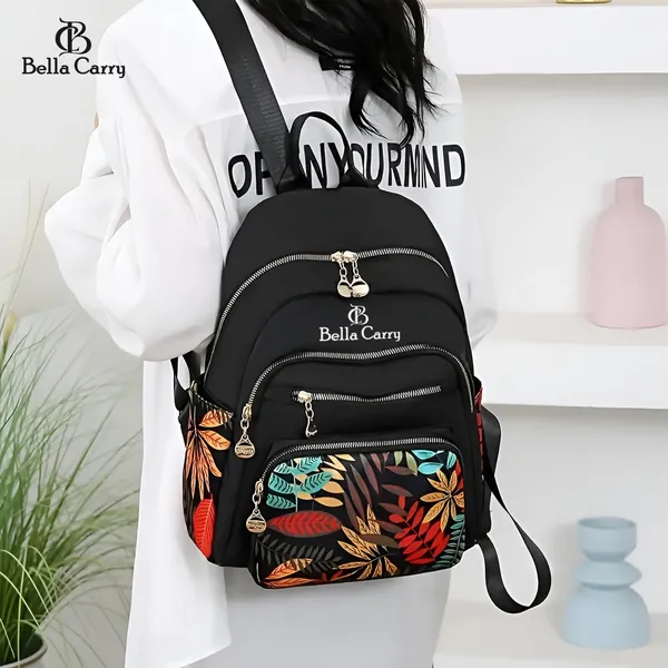 Black_Polyurethane_Zipper_Messenger_Backpack_For_Girls