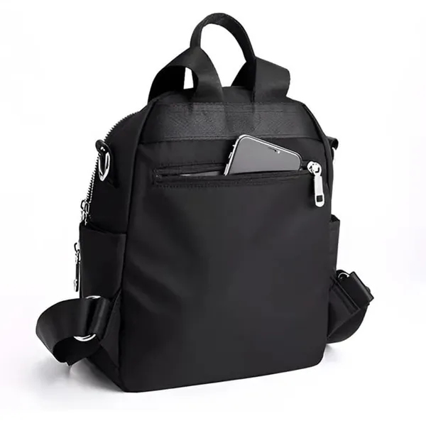 Black_Polyurethane_Zipper_Messenger_Backpack_For_Girls