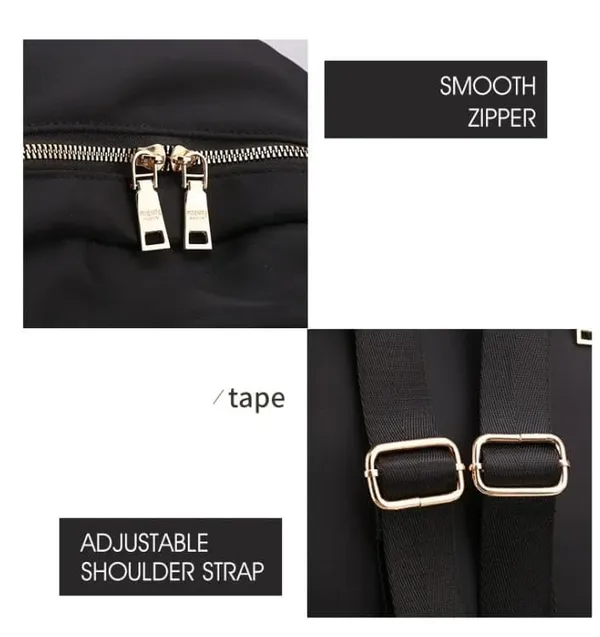 Black_Polyurethane_Zipper_Messenger_Backpack_For_Girls