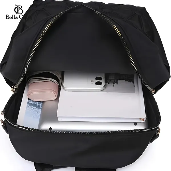 Black_Polyurethane_Zipper_Convertible_Messenger_Backpack_For_Girls