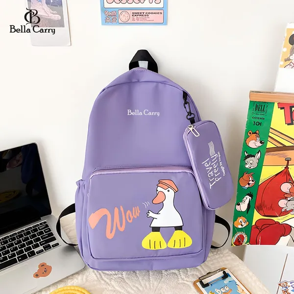 Purple_Polyurethane_Zipper_School_Backpack_For_Girls