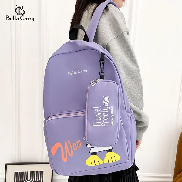 Purple_Polyurethane_Zipper_School_Backpack_For_Girls