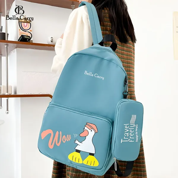 Green_Polyurethane_Zipper_School_Backpack_For_Girls
